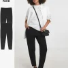Black/Black 2 Pack Pull On Lightweight Jersey Tapered Leg Trousers