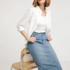 24/7 Blue Midi Denim Skirt
