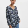 Blurred Floral Soft Touch V Neck Longline Top