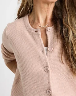 Blush Boxy Crew Neck Cardigan