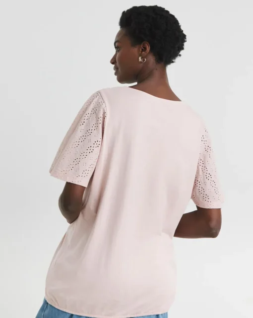 Blush Broderie Bubble Hem Top