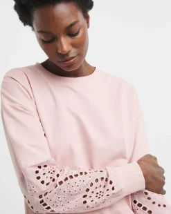 Blush Broderie Sleeve Sweatshirt