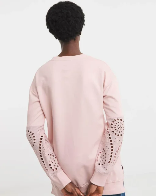 Blush Broderie Sleeve Sweatshirt