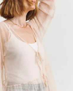 Blush Mesh Spot Dobby Blouse