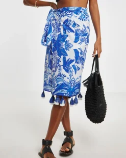Border Print Pom Pom Sarong