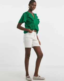 Broderie Frill Jersey Back Top