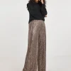 Bronze Stretch Sequin Wide Leg Trousers