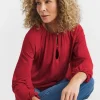 Button Trim Long Sleeve Top