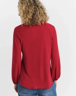 Button Trim Long Sleeve Top