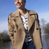 Camel Cropped Trench Coat