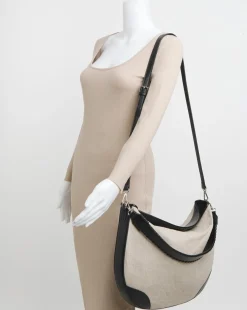 Canvas & PU Mix Shoulder Bag