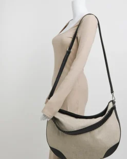 Canvas & PU Mix Shoulder Bag