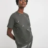 Charcoal Crew Neck Scatter Embellished T-shirt