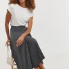 Charcoal Wrap Kilt Pleated Maxi Skirt