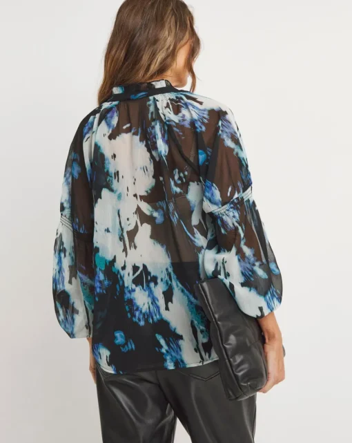 Chiffon Tie Detail Long Sleeve Blouse
