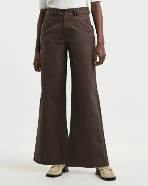 Chocolate Stretch Wide Leg Chino Trouser