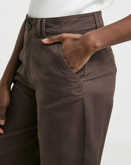 Chocolate Stretch Wide Leg Chino Trouser