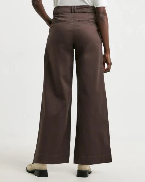 Chocolate Stretch Wide Leg Chino Trouser