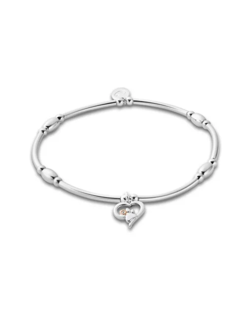 Clogau Paw Prints Sterling Silver Heart Affinity Bracelet with Topaz