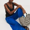 Cobalt Linen Mix Wide Leg Trousers