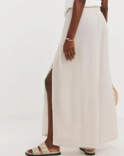 Cool Stone Crinkle Wide Leg Wrap Trousers