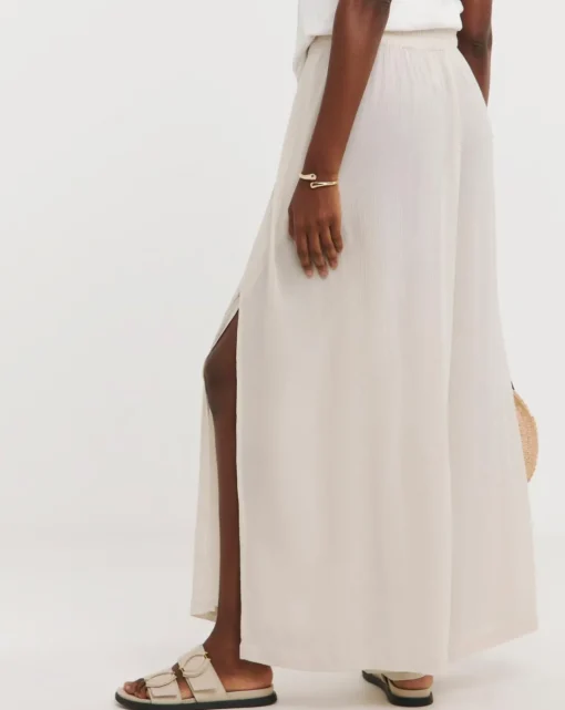 Cool Stone Crinkle Wide Leg Wrap Trousers