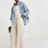 Cool Stone Linen Mix Wide Leg Trousers
