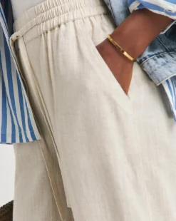 Cool Stone Linen Mix Wide Leg Trousers