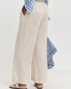 Cool Stone Linen Mix Wide Leg Trousers