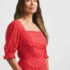 Coral Square Neck Lace Top