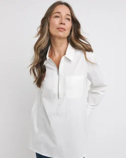 Cotton Poplin Zip Detail Shirt