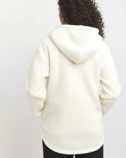 Cream Borg Longline Zip Up Jacket