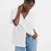 Cream Button Front Angel Sleeve Top