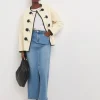 Cream Collarless Duffle Teddy Jacket