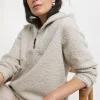 Cream Half Zip Borg Hoodie