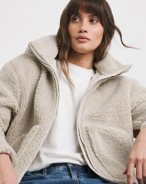 Cream Short Lined Borg Jacket