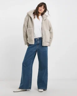 Cream Short Lined Borg Jacket