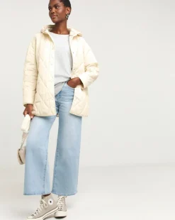 Cream Short Quilted Coat