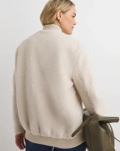 Cream Wool Like Bomber Jacket