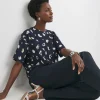 Crepe Printed Boxy Short Sleeve Top - Abstract Leopard