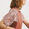 Crew Neck Broderie Angel Sleeve Top