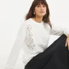 Crew Neck Cutwork Long Sleeve Sweatshirt