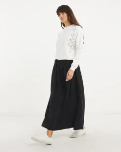 Crew Neck Cutwork Long Sleeve Sweatshirt