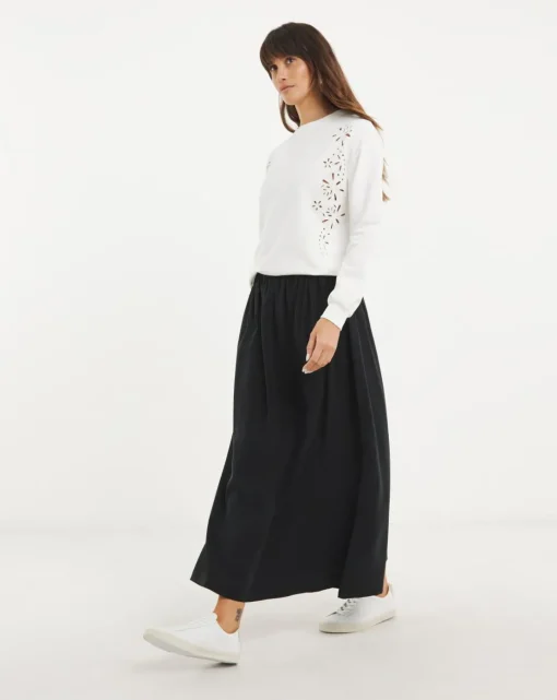 Crew Neck Cutwork Long Sleeve Sweatshirt