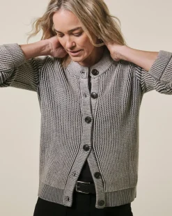 Crew Neck Heavyweight Jacquard Cardigan