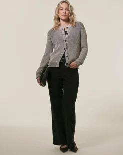 Crew Neck Heavyweight Jacquard Cardigan