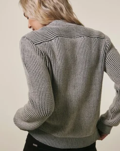 Crew Neck Heavyweight Jacquard Cardigan