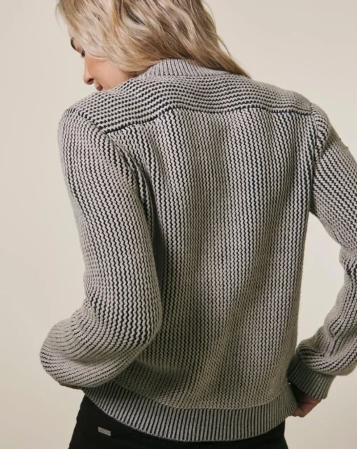 Crew Neck Heavyweight Jacquard Cardigan