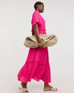Crinkle Angel Maxi Sleeve Maxi Dress