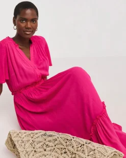 Crinkle Angel Maxi Sleeve Maxi Dress